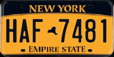 NY license plate HAF7481