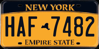 NY license plate HAF7482