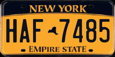 NY license plate HAF7485