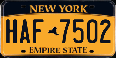 NY license plate HAF7502