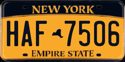 NY license plate HAF7506