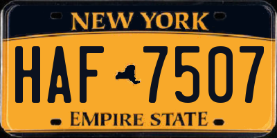 NY license plate HAF7507