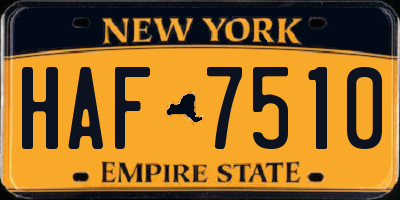 NY license plate HAF7510