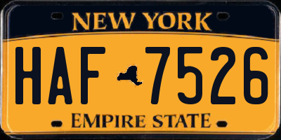 NY license plate HAF7526