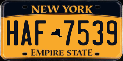 NY license plate HAF7539