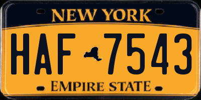 NY license plate HAF7543