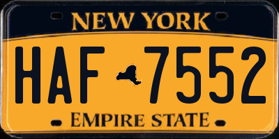 NY license plate HAF7552