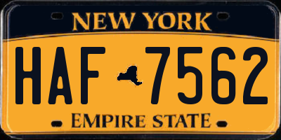 NY license plate HAF7562