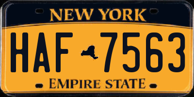 NY license plate HAF7563