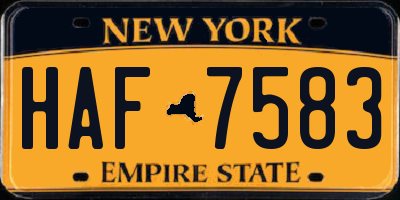 NY license plate HAF7583