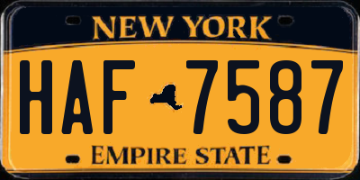NY license plate HAF7587