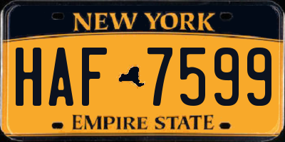 NY license plate HAF7599