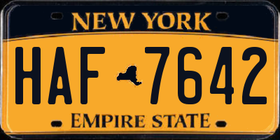 NY license plate HAF7642