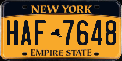 NY license plate HAF7648