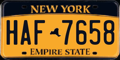 NY license plate HAF7658