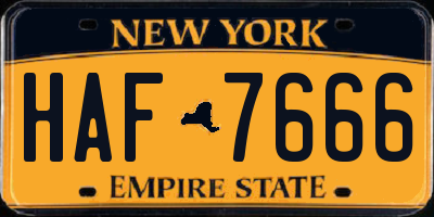 NY license plate HAF7666