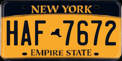 NY license plate HAF7672