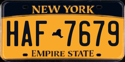 NY license plate HAF7679