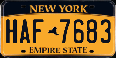 NY license plate HAF7683