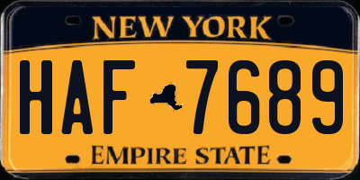 NY license plate HAF7689