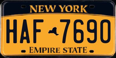 NY license plate HAF7690
