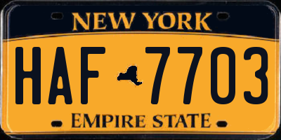 NY license plate HAF7703