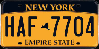 NY license plate HAF7704