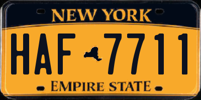 NY license plate HAF7711
