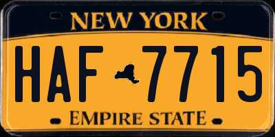 NY license plate HAF7715