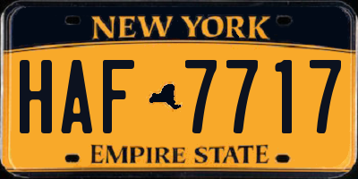 NY license plate HAF7717