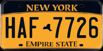NY license plate HAF7726