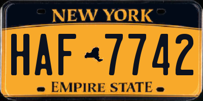 NY license plate HAF7742