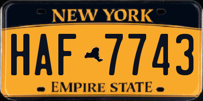 NY license plate HAF7743