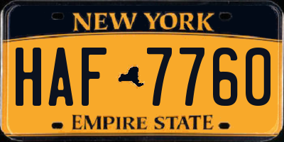 NY license plate HAF7760