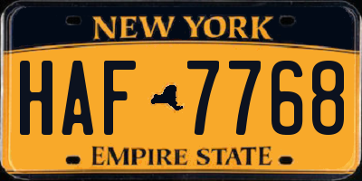 NY license plate HAF7768