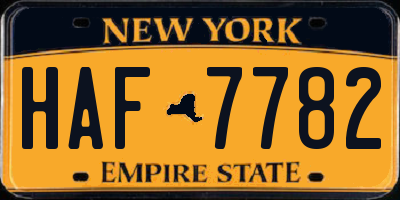 NY license plate HAF7782