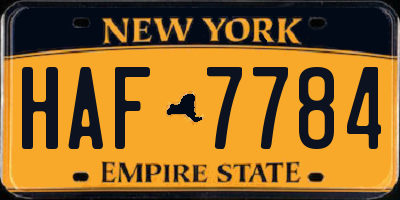 NY license plate HAF7784