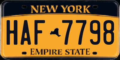 NY license plate HAF7798
