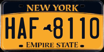 NY license plate HAF8110