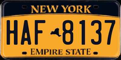 NY license plate HAF8137