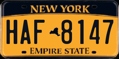 NY license plate HAF8147