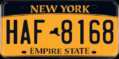 NY license plate HAF8168