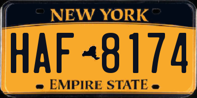 NY license plate HAF8174