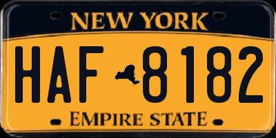 NY license plate HAF8182