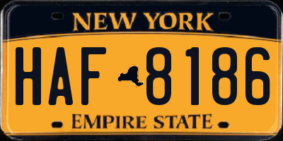 NY license plate HAF8186