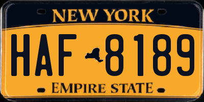 NY license plate HAF8189