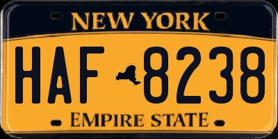 NY license plate HAF8238