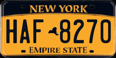 NY license plate HAF8270