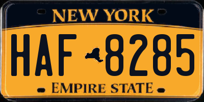 NY license plate HAF8285