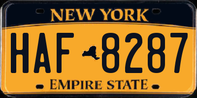 NY license plate HAF8287